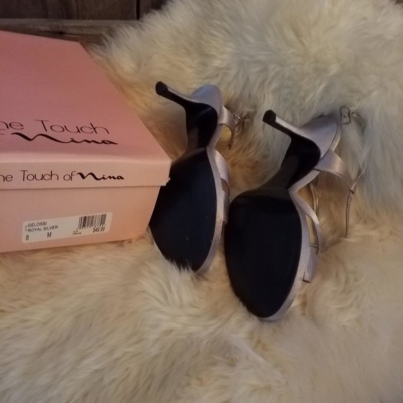 Silver and rhinestone special occasion shoes. - Picture 3 of 3